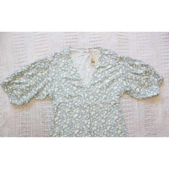 NWT Faherty Havana Floral Maxi Dress Linen Blend Large Button fronts Smoke $198 - Picture 10 of 12